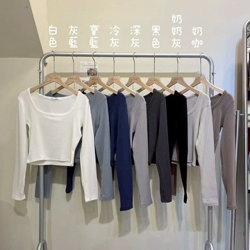 【太妮絲IA39】現貨 經典8色 磨毛方領長袖上衣 內搭上衣 打底上衣 刷毛 短版上衣 發熱衣 方領上衣 打底衫