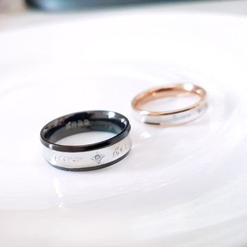 永恆愛。男款女款白鋼戒指 #9-#19