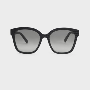 真皮方形膠框墨鏡