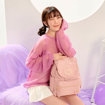 【Hello Kitty】金緻凱蒂-翻蓋後背包-粉 KT03M01PK