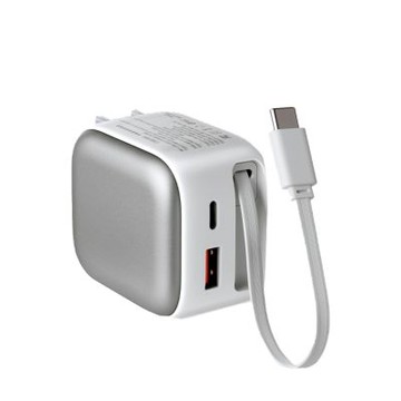 CYKE K60 35W氮化鎵 自帶Type-C快充線雙孔充電器 iPhone充電頭 Type-C+USB雙口 豆腐頭