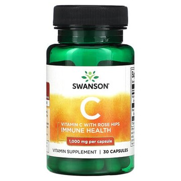 Swanson, 含玫瑰果的維生素 C，1,000 微克，30 粒膠囊
