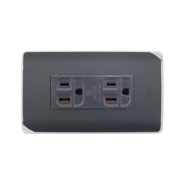 朝日電工 ds-1512h 縷光灰色系雙聯附接地插座組