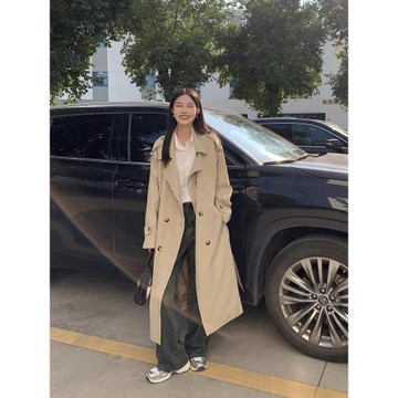 GD DUCK 法式復古風衣外套女春秋新款氣質休閑寬松高級感長款大衣