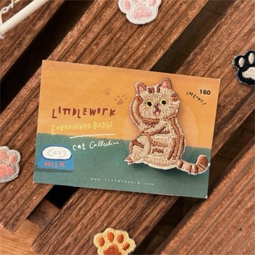 刺繡燙貼/別針 | 貓咪 - 小舌頭玳瑁 | Littdlework
