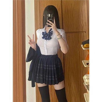 【碳】東京原創JK制服裙校供格裙學院風白色收腰襯衫辣妹兩件套裝