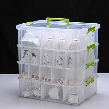 可疊加車載分類透明整理箱茶具