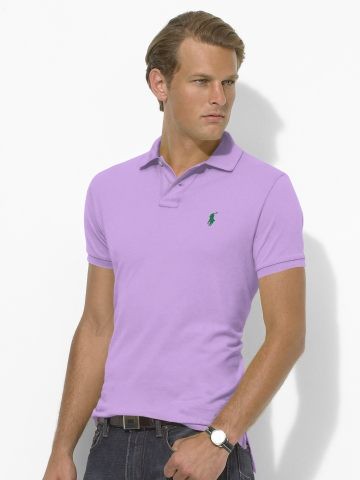 美國百分百【全新真品】Ralph Lauren Polo衫 網眼 男衣 美國 純棉 短袖 小馬 大尺吋 淡紫 RL 12