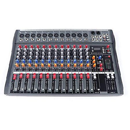 12 Channel Audio Mixer Mixing Console, USB Bluetooth Mixer Sound Board Console Bluetooth ＆ MP3 Player Recorder Studio Amplifier Mixer (US  並行輸入品