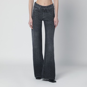 Black washed jeans with jacquard logos