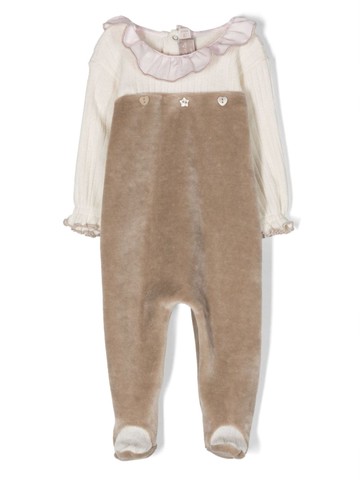 La Stupenderia - ruffled-collar cotton-blend body - kids - Cotton/Polyester - 3 mth - Neutrals