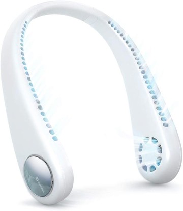 【日本代購】2021年款DesertWest 掛脖式風扇 電風扇便攜式 提USB充電式3段風量1800mAh 強風靜音 長時間使用