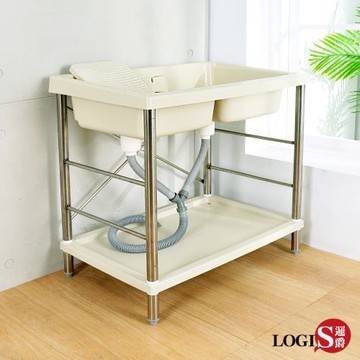 【LOGIS】雙槽面不鏽鋼洗手槽 洗手台85CM * 59CM   (A1001-ST)