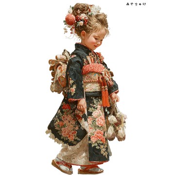 【12月新品4】07-114-0179 人物貼紙 和服復古