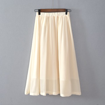 夏款女裝百搭A字裙中長裙純色有內襯半身裙子時尚流行