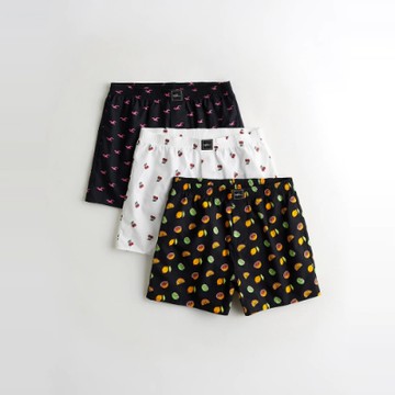 Hollister 海鷗 經典印刷圖案平口四角內褲三件組(男)-多色