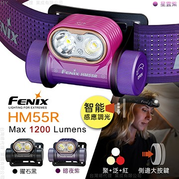 [FENIX] 多光源輕量戶外頭燈 Max 1200 Lumens 曜石黑 /HM55R