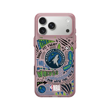 iPhone 17 Pro Max Clear (相機按鈕) 晶醺玫 - NBA - 塗鴉系列-明尼蘇達灰狼 Minnesota Timberwolves- Graffiti