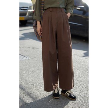 覓定美拉德咖色褲子女春冬2026新款高腰直筒闊腿褲寬松休閑長褲