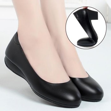 空姐工作鞋女黑色職業平底皮鞋久站不累腳舒適軟底面試上班單鞋女