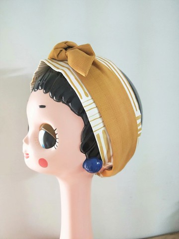 雙層髮帶寬版-直橫條紋.素黃色布料有改.比照片顏色在微淺一點.