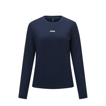 運動長袖 W SILKY TECH LS TEE 圓領 女款 深藍色 1912109-014