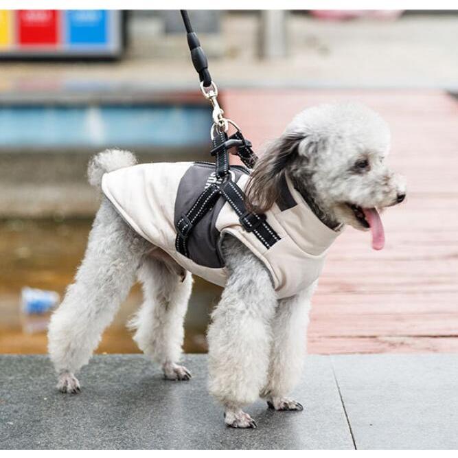 犬服 犬 ジャケット ドッグウェア ハーネス一体型ジャンパー ハーネス