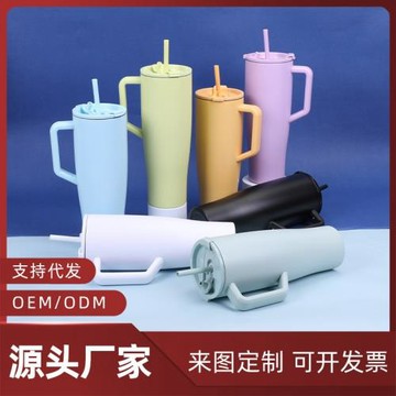 大容量手柄汽車杯不銹鋼雙層便攜吸管杯廠家批發新品水杯車載便攜