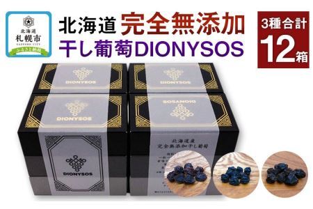 北海道完全無添加干し葡萄　DIONYSOS3種セット×４セット