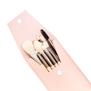 zznez 迷你化妝刷具組 粉紅色 刷具8支+刷具包  1組