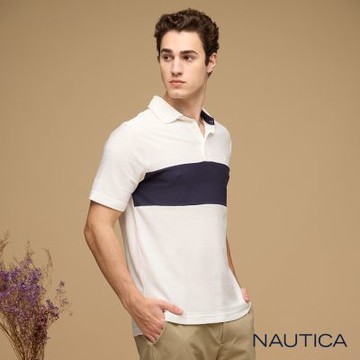 Nautica  男裝 經典品牌LOGO刺繡短袖POLO衫-白色