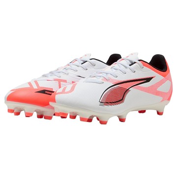 PUMA 男女款 ULTRA 5 PLAY FG/AG 足球鞋 10816901  白色 + 橘色  28cm