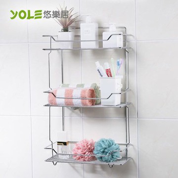 [YOLE悠樂居]多用途三層鍍鉻方形置物架#1425040