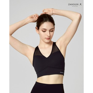 【Danskin】黑色網紗拼接美背運動內衣 XTSUB134