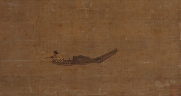 仿古畫 復制 南宋 馬遠 寒江獨釣圖軸80-42厘米 畫心 絹本 裝飾