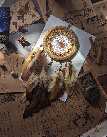 自然棕捕夢網| ตาข่ายดักฝันสีน้ำตาลธรรมชาติ