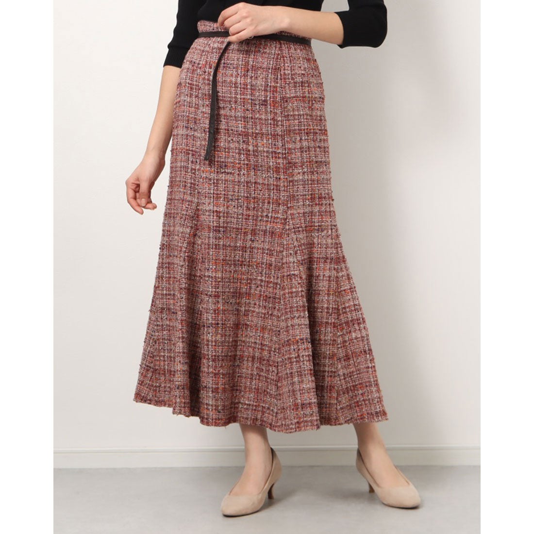 アプワイザーリッシェ Apuweiser Riche ベルト付ツイードマーメイドスカート 赤 通販 Lineポイント最大get Lineショッピング