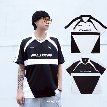 PUMA POLO 黑 白 Polo衫 短版 足球風 撞色 透氣 運動 休閒 短TEE 男女款【6312420】
