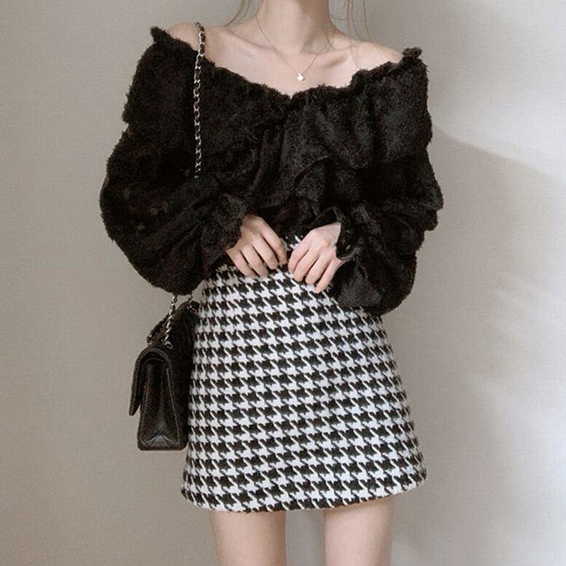 2color レディース オフショルダーニット フリル 肩出し