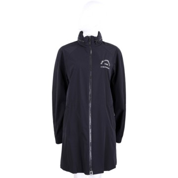 KARL LAGERFELD Rue St Guillaume 黑色防水尼龍長版連帽風衣 外套