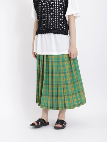 素面/格紋圖案腰際鬆緊百褶裙(FL36L0L0380) - Samansa Mos2