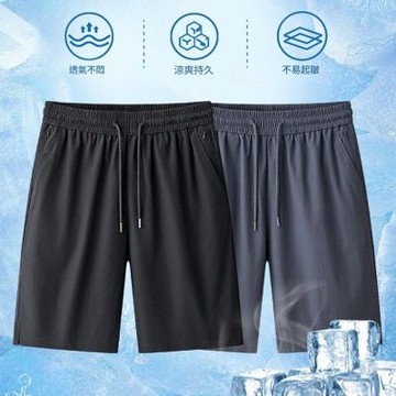 [米蘭精品] 現貨+預購 男涼感運動褲休閒短褲雙口袋冰絲夏季薄款速乾寬鬆直筒五分褲-男褲子2色74lg27