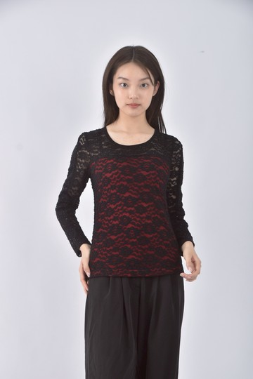 (S) mengtian假兩件黑色長袖上衣