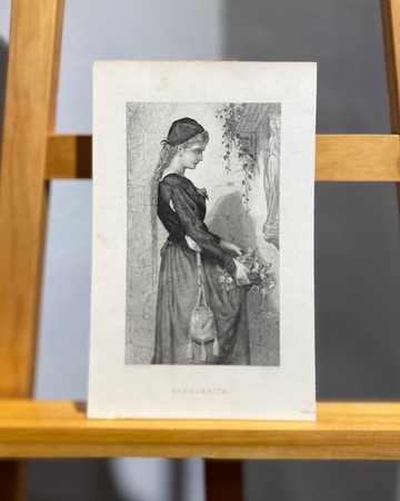 19世紀法國藝術家Jean-Baptiste Bertrand-瑪格麗特的祈禱 - 版畫