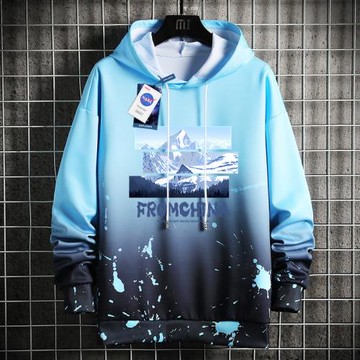 NASA聯名連帽衛衣男秋冬季休閑潮流加絨加厚寬松印花長袖潮牌外套