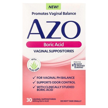 AZO, 硼酸，女性私密部位栓劑，600 毫克，30 粒栓劑