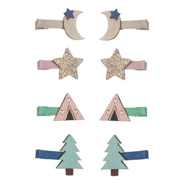 英國Mimi & Lula SS24_涼夏露營_星星月亮帳篷迷你髮夾8入