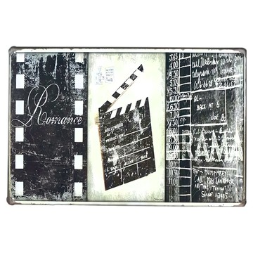 OPUS LOFT 純真年代 仿舊鐵皮畫 創意擺飾 無痕壁貼  20 x 30cm  開麥啦 黑色 + 白色