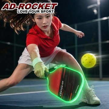 AD-ROCKET 發光匹克球拍 頂級PRO款 匹克球 夜間戶外運動 玻璃纖維 LED燈球拍