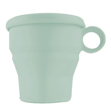 鉑金矽膠露營摺疊杯 含蓋 200ml  薄荷綠  1個